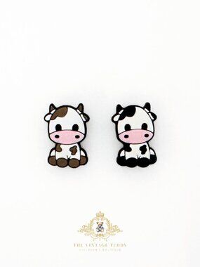 Cute Kids Shoes Charms for Crocs Style Clogs Little Girls & Boys Cows Set of 2